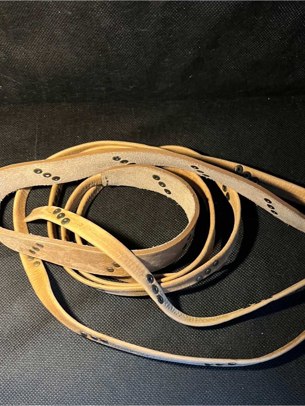 Anthropologie Tan Leather Multi-Stud Wrap Belt